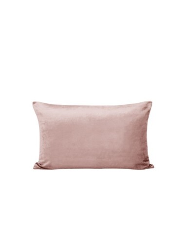Housse de coussin en velours Rose poudré et taupe 28x47 cm