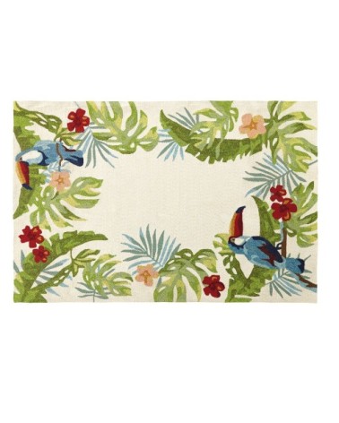 Tapis en polypropylène écru imprimé tropical 160x230