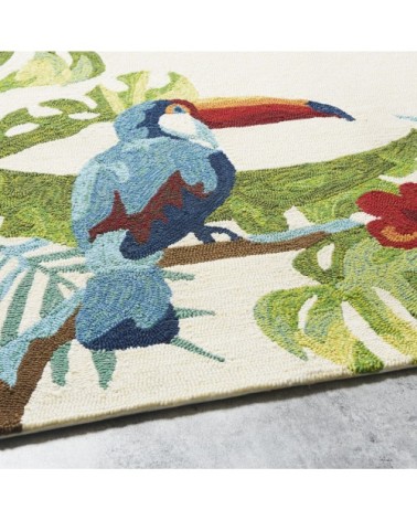 Tapis en polypropylène écru imprimé tropical 160x230