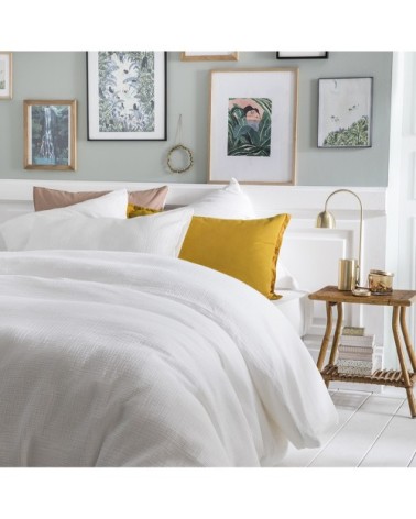 Housse de couette unie en coton blanc 240x220