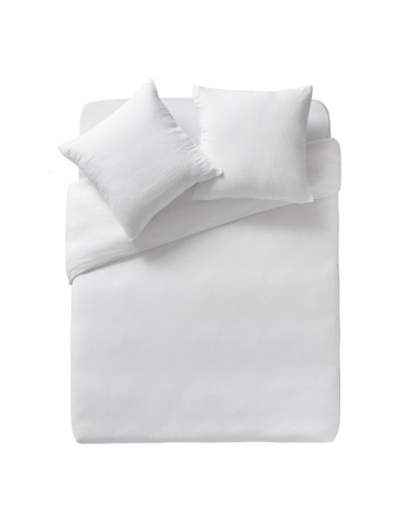 Housse de couette unie en coton blanc 240x220