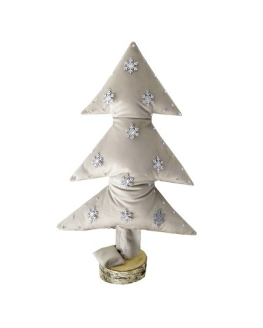 Sapin de noël lumineux en velours blanc avec flocons Argent 70cm