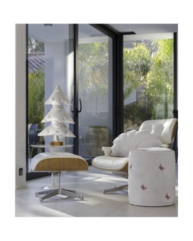 Sapin de noël lumineux en velours blanc avec flocons Argent 70cm