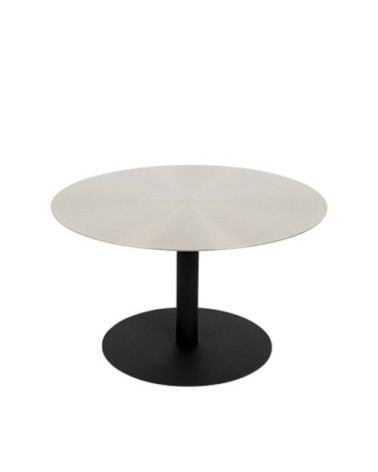 Table basse ronde en métal brossé D60cm argent