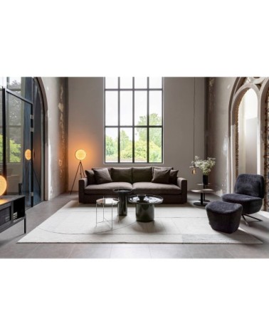 Table basse ronde en métal brossé D60cm argent