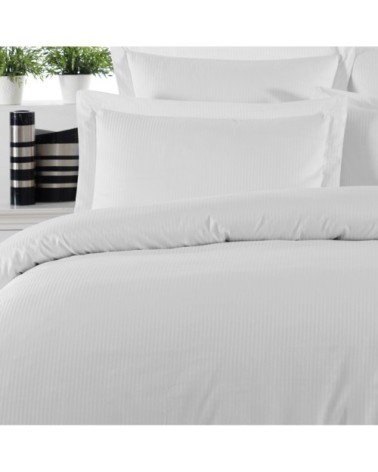 Drap housse uni en satin de coton Blanc 160x200 cm