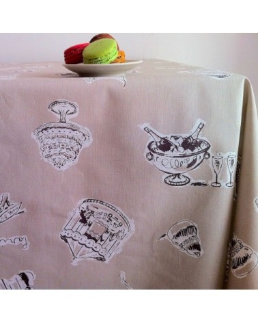 Nappe enduite carrée 160 x 160 cm taupe