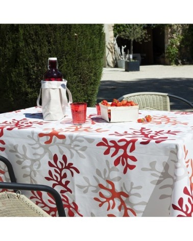 Nappe enduite carrée 120 x 120 cm rouge