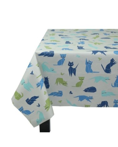 Nappe enduite carrée 120 x 120 cm bleu