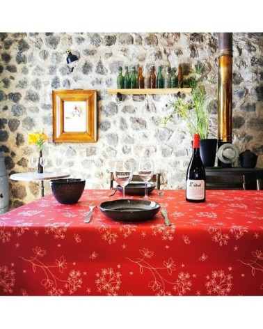 Nappe enduite carrée 160 x 160 cm rouge