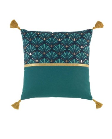 Coussin style art déco coton bleu 40 x 40