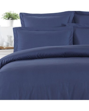 Housse de couette rayée réversible en satin Marine 260x240 cm