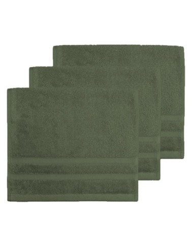 Lot de 3 serviettes invité 600 gr/m²  eucalyptus 30x50 cm