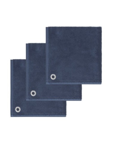 Lot de 3 torchons carrés avec illet  indigo 50x50 cm