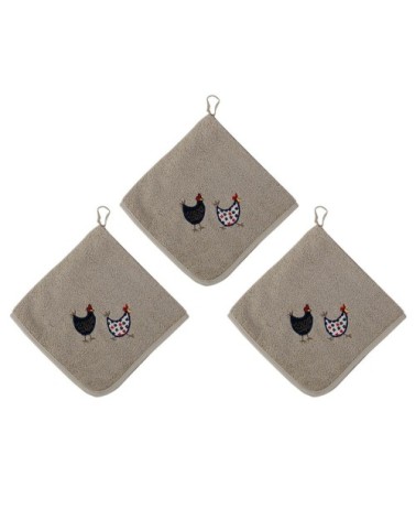 Lot de 3 torchons carrés  ficelle 50x50 cm