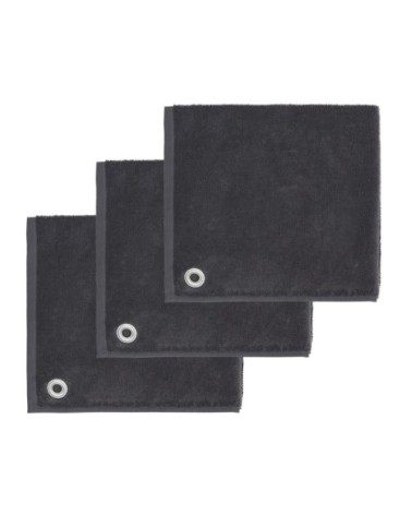 Lot de 3 torchons carrés avec illet  anthracite 50x50 cm