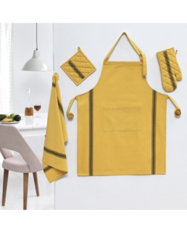 Lot de 3 torchons coton  safran 50x70 cm