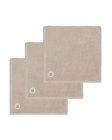 Lot de 3 torchons carrés avec illet  sable 50x50 cm
