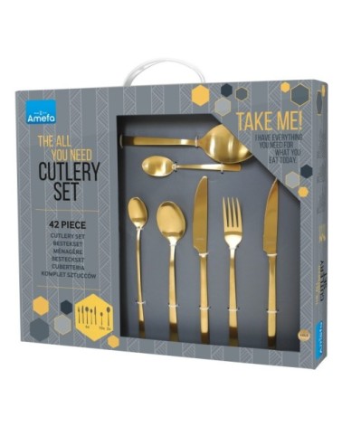 Ménagère coffret cadeau 42 couverts dorés
