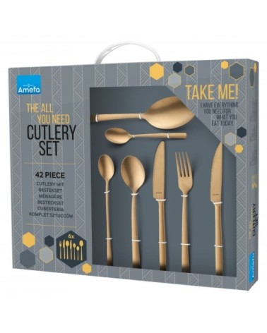 Ménagère coffret cadeau 42 couverts dorés