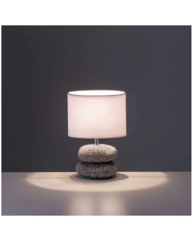 Lampe à Poser Galets Abat-jour Blanc