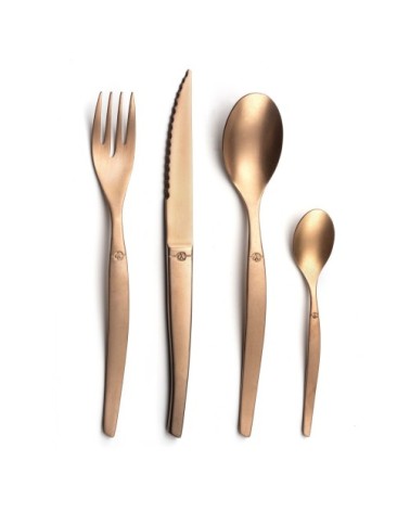 Coffret ménagère 16 couverts cuivre mat