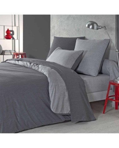 Taie d'oreiller bicolore en polyester gris 50x70