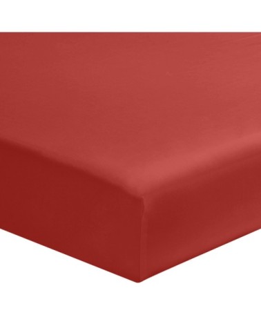 Drap housse uni en coton, cranberry 160x200