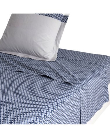 Drap housse imprimé en bambou bleu 160x200
