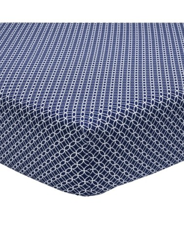 Drap housse imprimé en bambou bleu 160x200