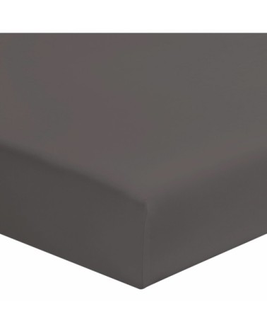 Drap housse uni en coton gris 90x190