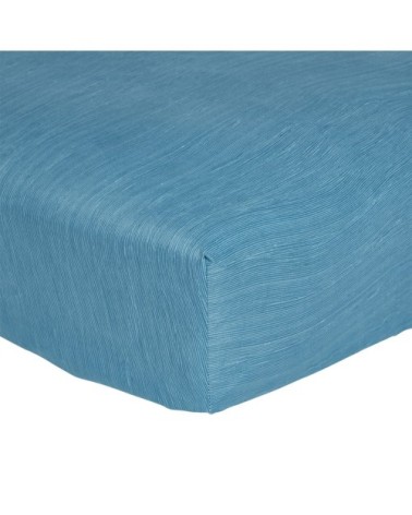 Drap housse en microfibre bleu 140x190