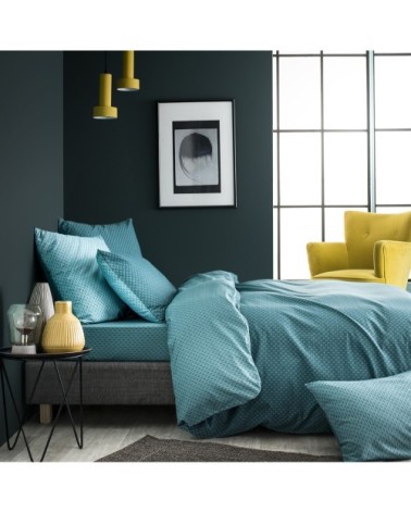 Drap housse imprimé en bambou vert émeraude 90x190