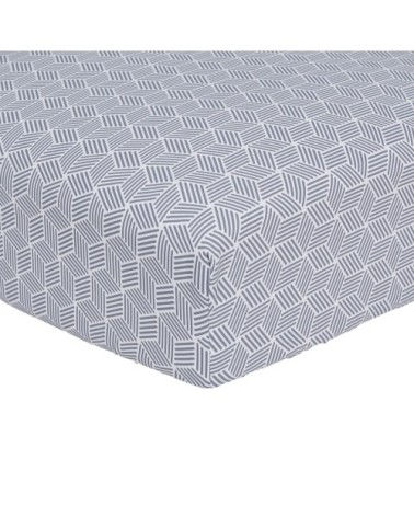 Drap housse imprimé en bambou blanc et noir 140x190