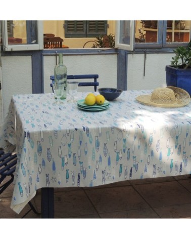 Nappe enduite carrée 120 x 120 cm turquoise