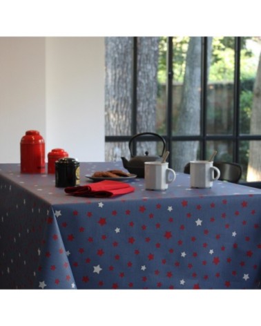 Nappe enduite carrée 120 x 120 cm bleu