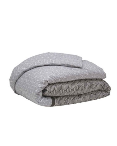 Housse de couette imprimée en bambou blanc et noir 260x240