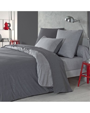 Housse de couette bicolore en polyester gris 260x240