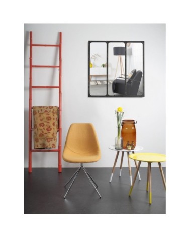 Miroir verrière métal noir 70x70