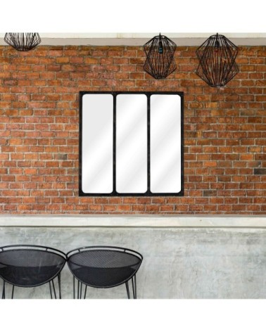 Miroir verrière métal noir 70x70