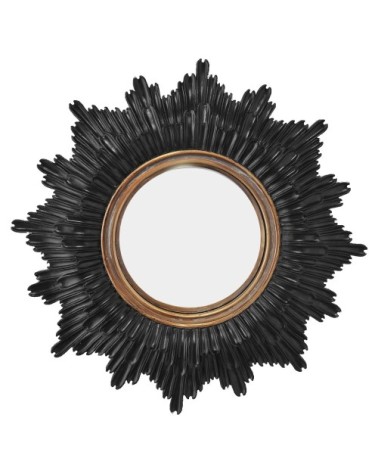 Miroir soleil D30 cm noir / or