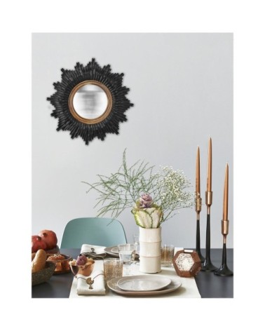 Miroir soleil D30 cm noir / or