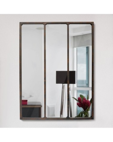 Miroir verrière industriel 90x120 métal oxydé