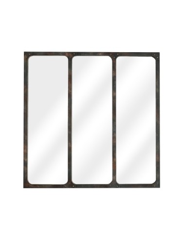 LÉA - Miroir verrière métal 70x70 - Couleur - Rouille