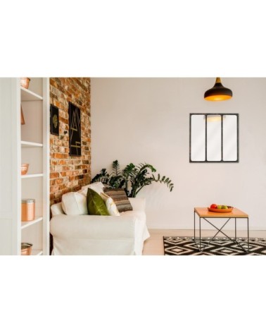 LÉA - Miroir verrière métal 70x70 - Couleur - Rouille