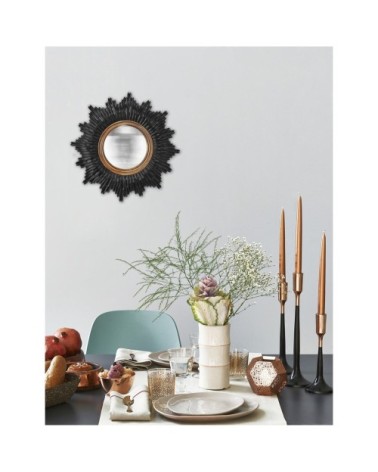 Miroir soleil D24 cm noir / or
