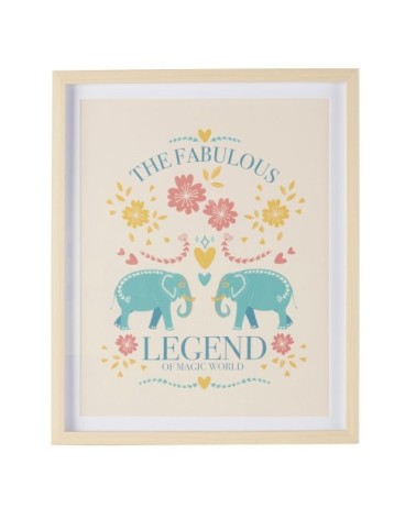 Tableau imprimé éléphants et fleurs multicolores 43x53