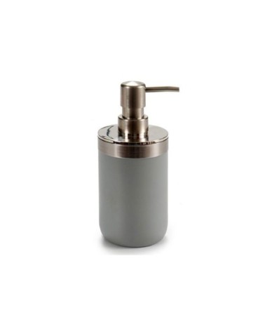 Distributeur de savon rond inox et plastique gris