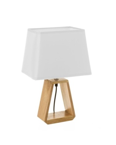 Lampe à Poser Triangle Bois et Abat-jour Blanc - Hauteur 41cm