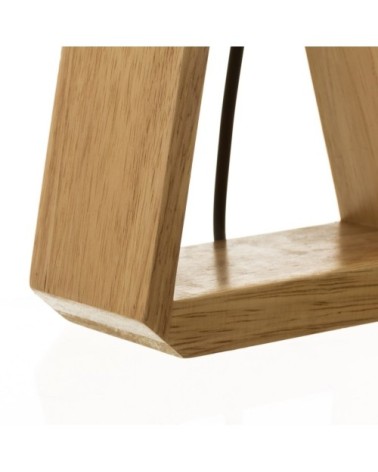 Lampe à Poser Triangle Bois et Abat-jour Blanc - Hauteur 41cm